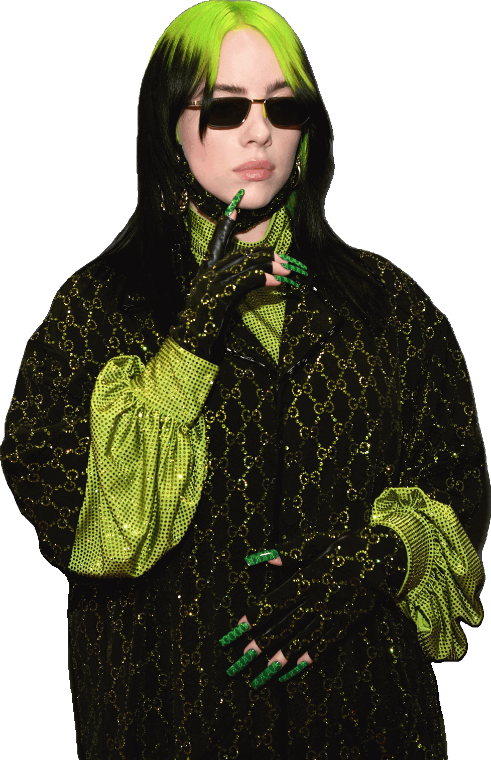 Billie Eilish de verde e preto